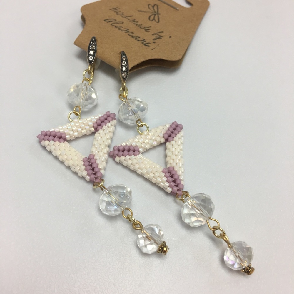 Handmade Japanese seed beads triangle earrings